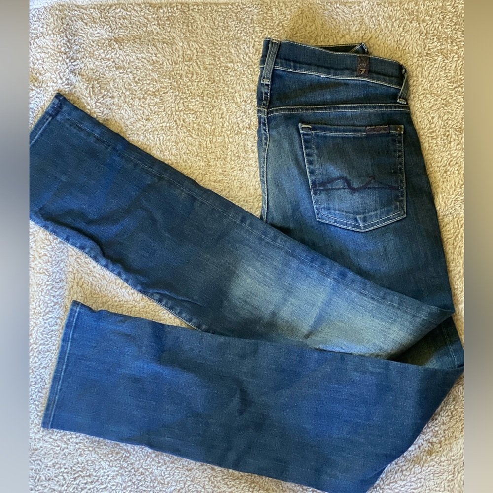 7 for all mankind Lexie straight leg petite 29 dark blue